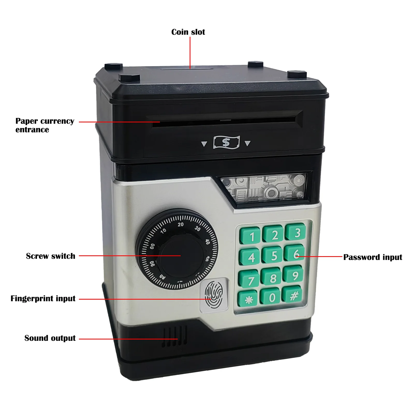 Mini Piggy Bank Password Money Box Automatic Fingerprint Money Fall-proof ATM Coins Cash Saving Safe Deposit Safe Box Kids Toy