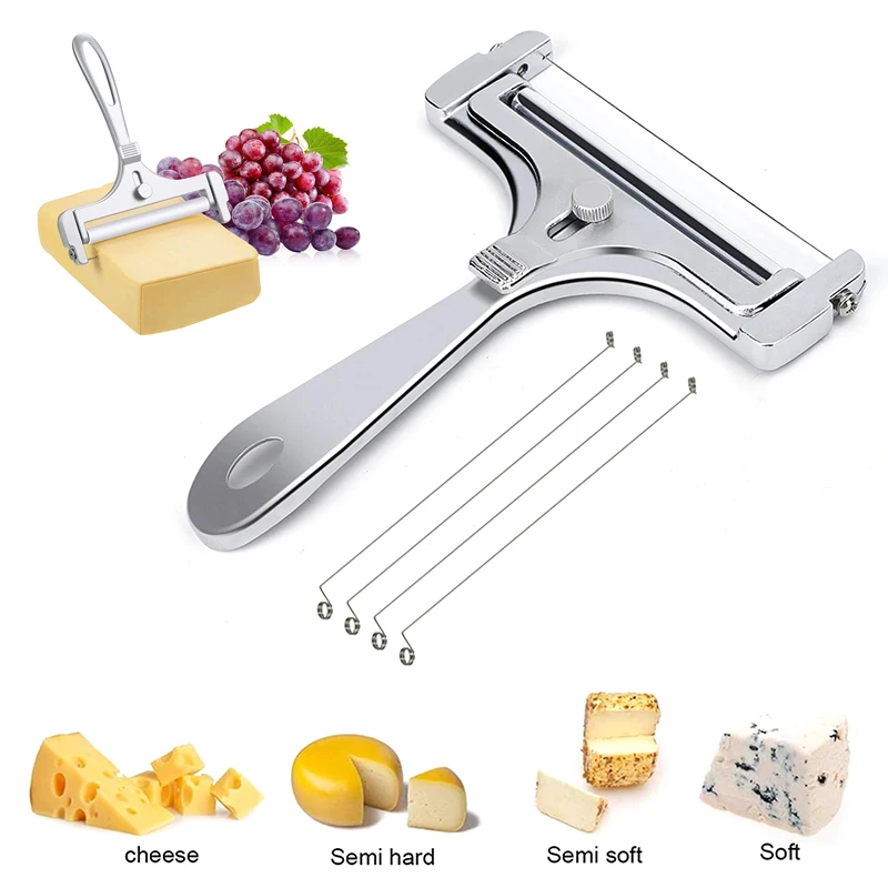 Stainless Steel Cheese Slicer Adjustable Thickness Heavy Cheese Cutters With Wires For Semi-Hard Butter With Cutting Wire