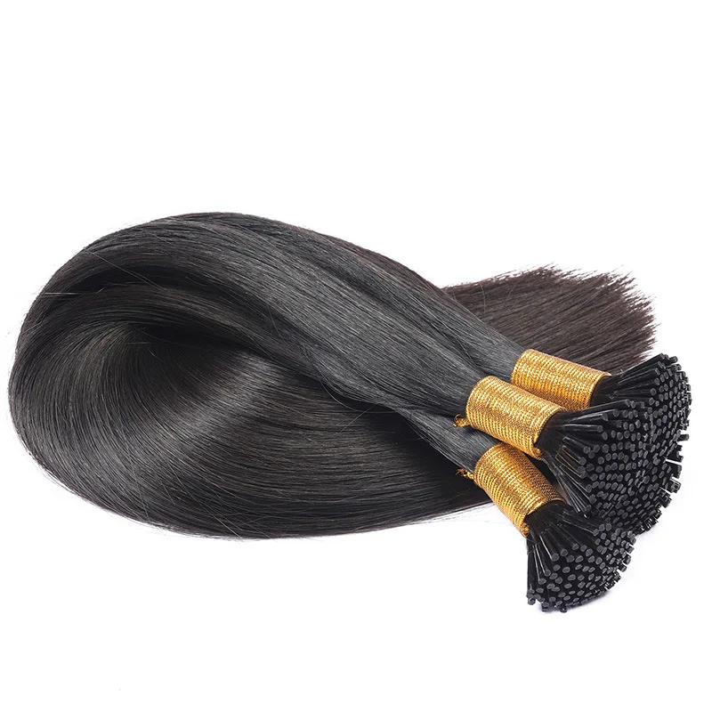 Straight Nail I Tip Double Drawn Straight Human Fusion Hair Pre Bonded Keratin Capsule Remy Human Hair Extensions 12-28inch