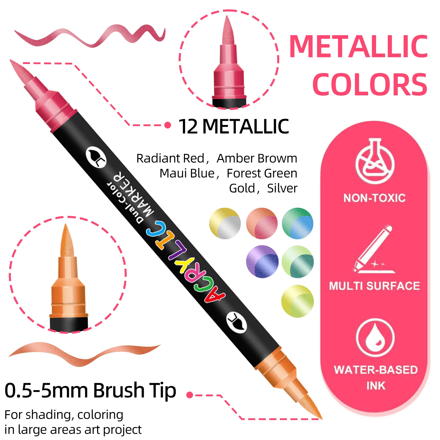 24-240 Farben Kunst-Marker-Set, Zweifarbige Doppelspitzen-Acrylfarbstifte, Zeichenmarker für DIY-Bastelarbeiten – Detail 2