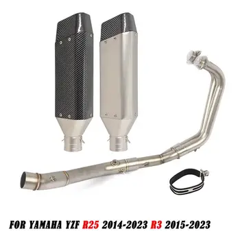 Motorcycle Exhaust Pipe Muffler Front Mid Link Pipe Escape Header Tube Stainles Steel DB Killer For YAMAHA YZF R3 R25 2015-2023