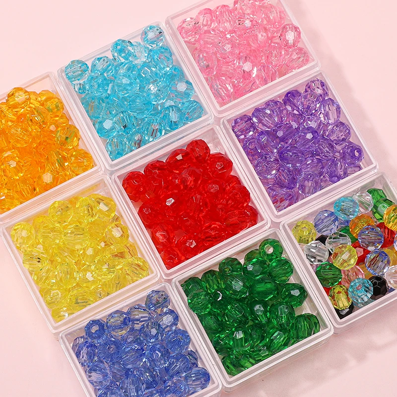 30g 300 teile/los 6mm Österreich Facettierte Kristall Acryl Glas Perlen Lose Spacer Runde Perlen DIY Schmuck Armband, der Finden