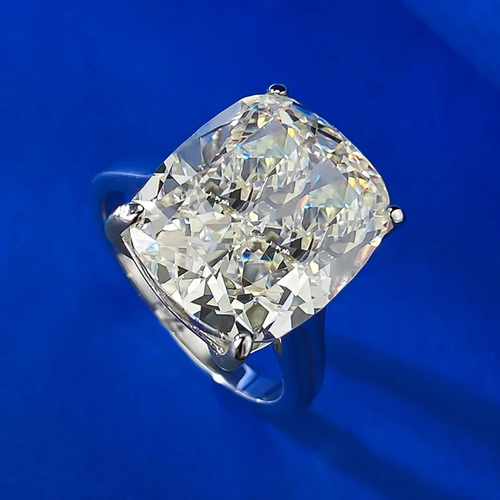 Original Ice Cut 6ct 12*14mm White G High Carbon Diamond Rings for Women 925 Sterling Silver Engagement Ring Party Fine Jewelry 3