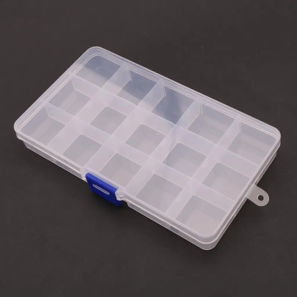 Portable Plastic Guitar Pick Storage Box Durable Clear Plectrum Box with 15 Grid