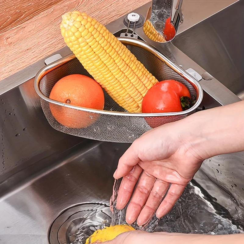 1pc，Stainless Steel Triangle Filter-Easy to Clean Residual Residue Filter Net Drain Basket，for Kitchen