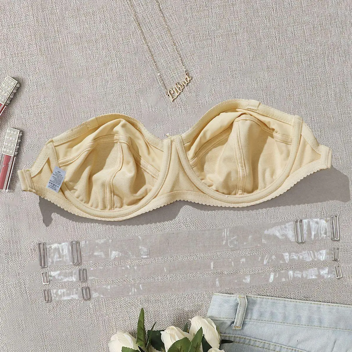 PLUSGALPRET Plain Simple Strapless Unlined Bra with Wire Backless Invisible Bra Plus Size 38C 38D 40C 40D 42C 42D 44C 44D-044 - Image 3