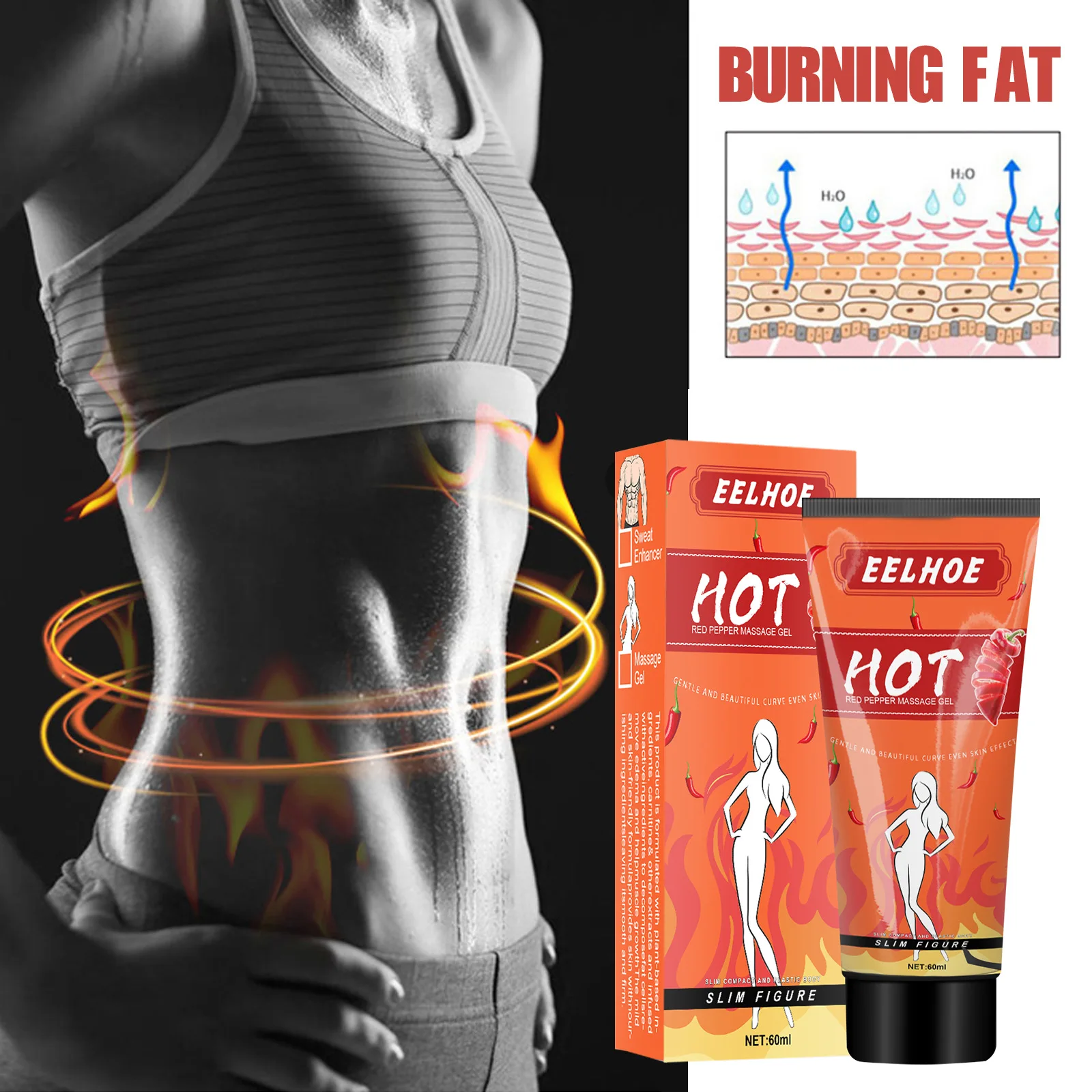 

Sweat slimming cream sculpting waist and fine abdominal muscles cream sculpting legs and reducing muscles red pepper massage gel
