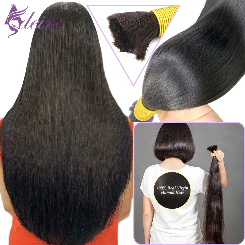 Virgin Bulk Hair Extensions Human Hair Real Natural Black Brown Blonde 613 Color Thickening of roots For salon