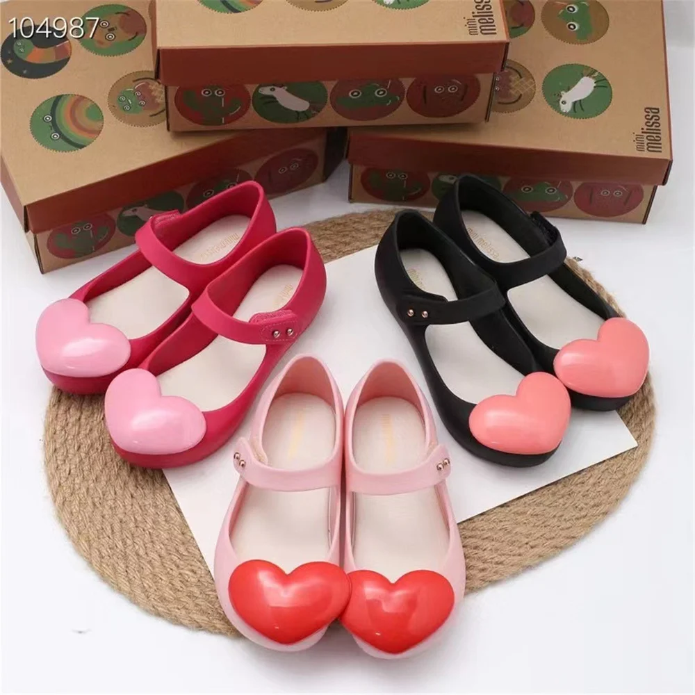 2023 Newest Children Mini Melissa Cute Colorful Love-Shape Sandals Breathable Hollow Out Girls Princess Beach Shoes