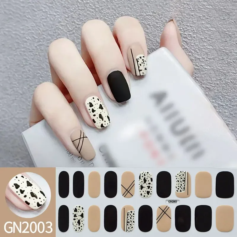 Nail Stickers Woman's DIY Manicure Gel Nail Stickers Non Baking Lamp 20 Finger Adhesive Nail Sticker Full Paste Semi Cured Gel Wraps