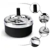 Cool Ashtray Stainless Steel Push Down Spinning Ashtray Self-Cleaning Ashtray With Lid Cover Ash Tray for Cigarette Smoking 6