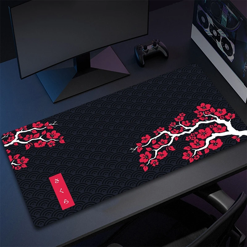

Red Sakura Large Gamer Mouse Pad Keyboard Mat XXL Pc Mousepad Natural Rubber Non-slip Desk Pad Design Desk Mat Table Big Carpet