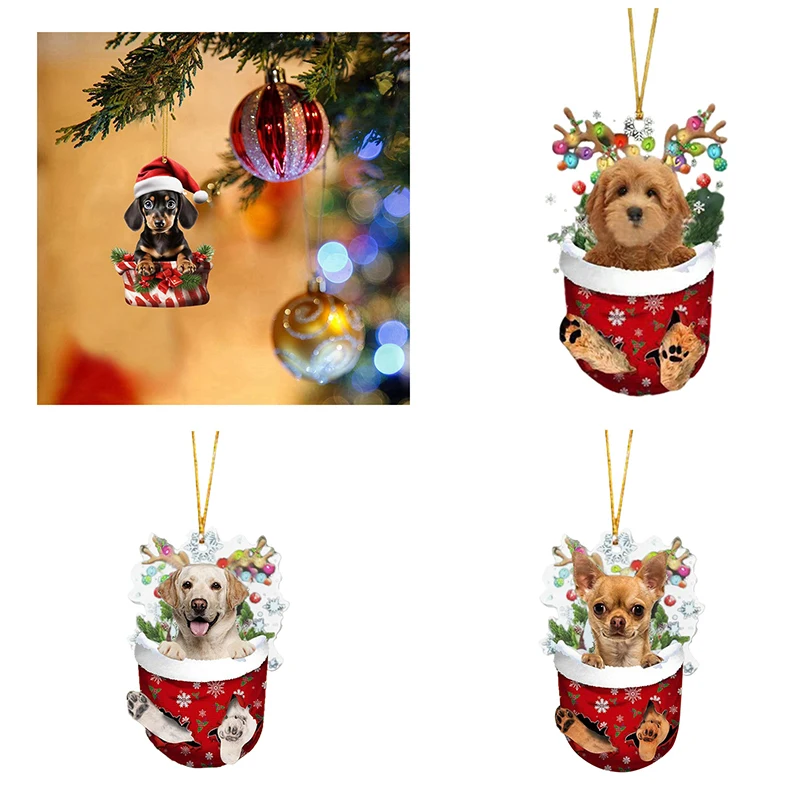 

Милая собака, Рождественская семья, подвесная елка, мультяшный продукт, подвеска, рождественские украшения, подвесное украшение
