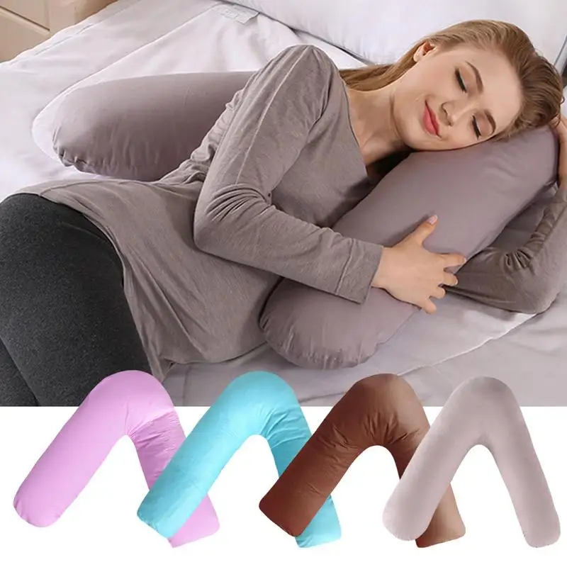 Sherpa Fleece V-Shaped Pillowcase - 34x74 Cm, Soft Teddy Bear Design For Neck & Maternity Support