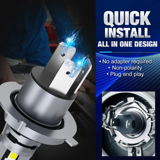 XSTORM-H4 LED 차량 헤드라이트 전구, 고휘도 자동차 조명, Canbus 9003 HB2 하이 로우 빔, 20000LM, 12V