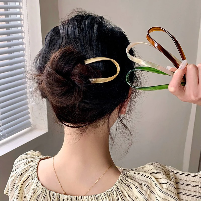 

Acetic Acid U Shaped Hair Fork Fashion Tortoise Shell Styling Hairpins Ancient Style Hair Stick Ponytail Holder Hair Accessories