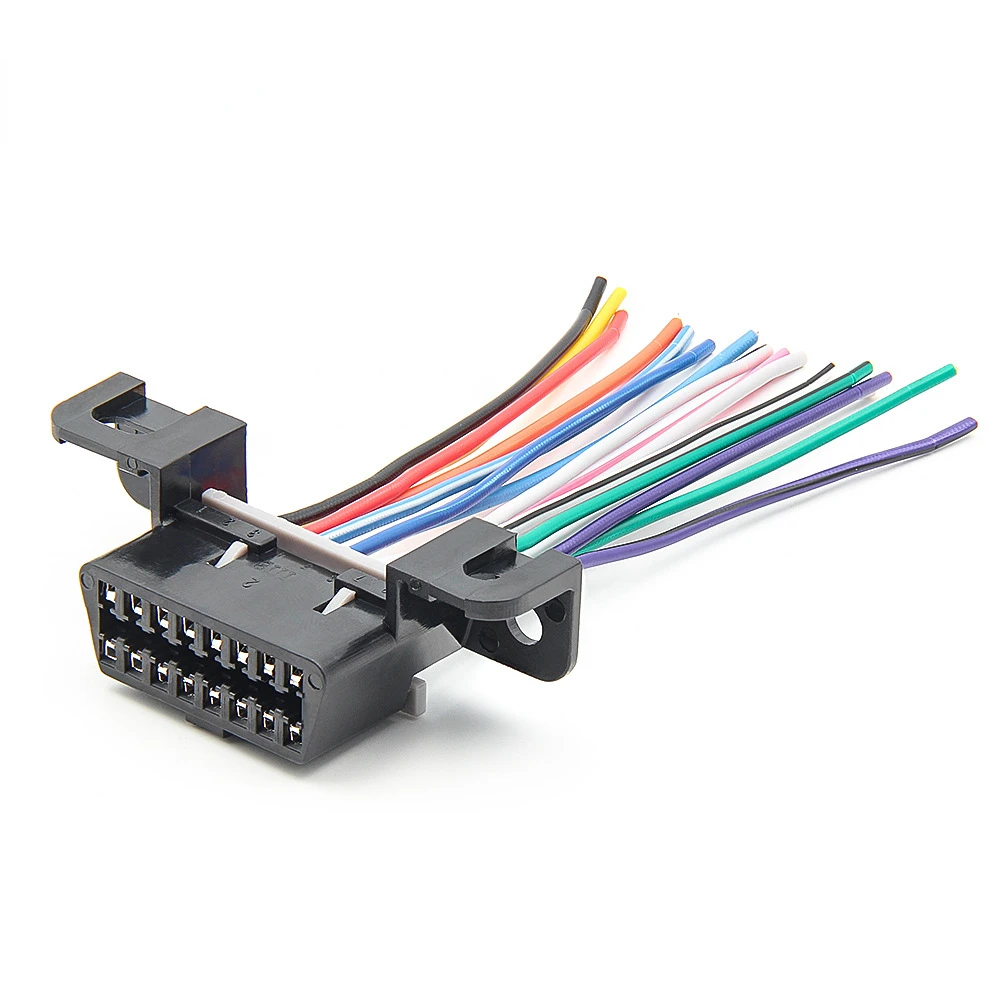 10cm OBD2 Cable Fixed Terminal Female Head 16pin Full Needle Colored Wire J1962F Assemble Open OBD Harness Connector car diagnostic cable