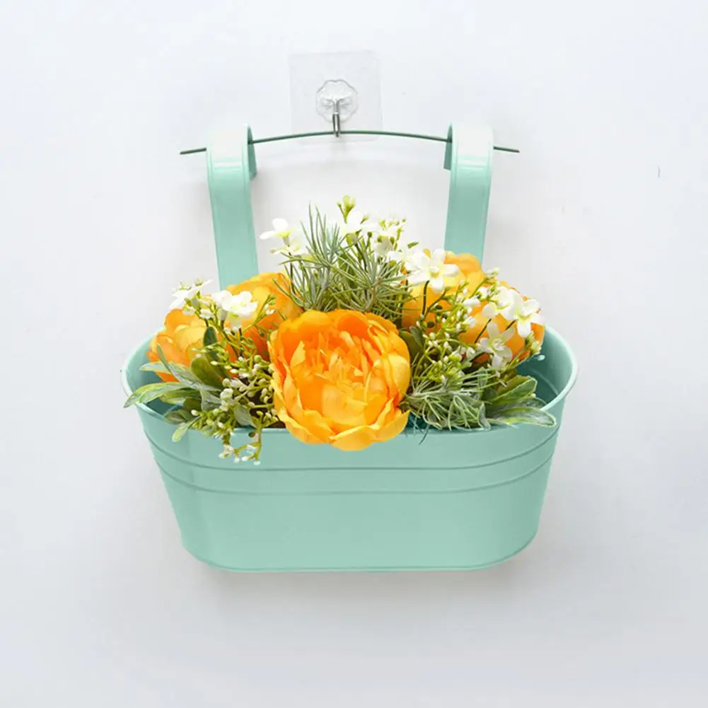 Useful Metal Bucket Indoor Balcony Planter with Dual Hook Eco-friendly Plant Pot Anti-deformed Household Supplies - Image 5