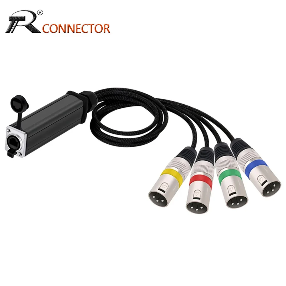 

Waterproof RJ45 CAT5 Female Network Converter to 4 Channel 3Pins XLR Male/Female Connector Cable Audio Adapter Signal Extender