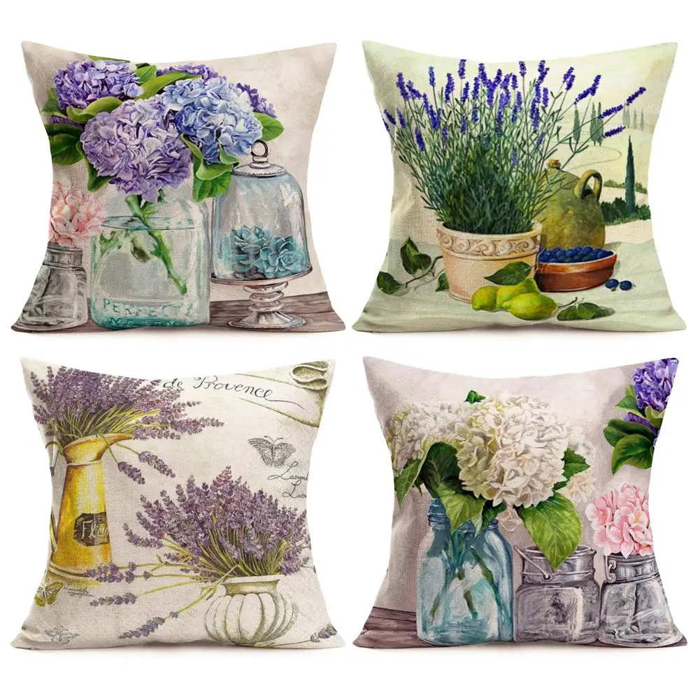 

Flowerpot Lavender Print Pillowcase Living Room Sofa Cushion Cover Home Decor Throw 40x40