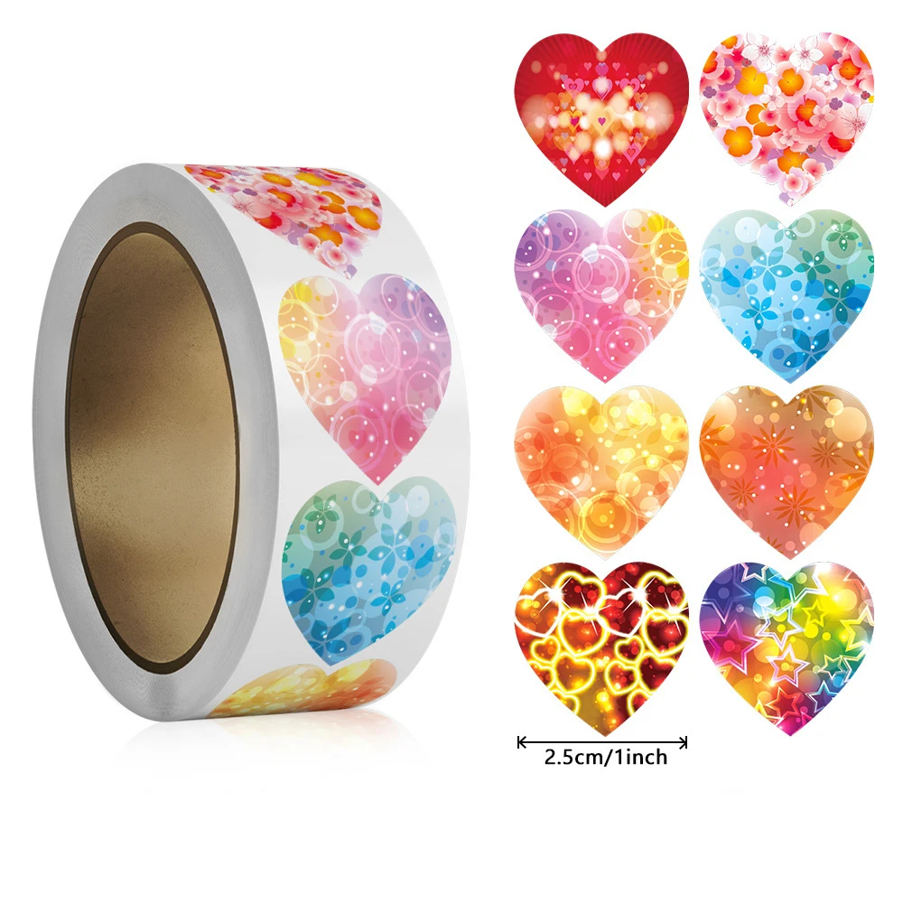 50-500 قطعة 1 بوصة ملصقات القلب الأحمر لعيد الحب ا...