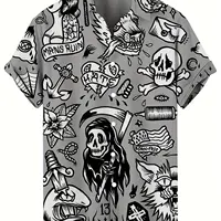 Skull Men'S Shirts Horror 3d Print Casual Hawaiian Shirts Man Retro Shirt For Man Street Button Short Sleeves Lapel Clothes 2024 1