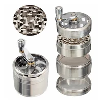 55mm Herb Grinder Hand-cranked Tobacco Crusher Durable Zinc Alloy Spice Mills with Sharp Razor for Smoker Smoking Accessories 2