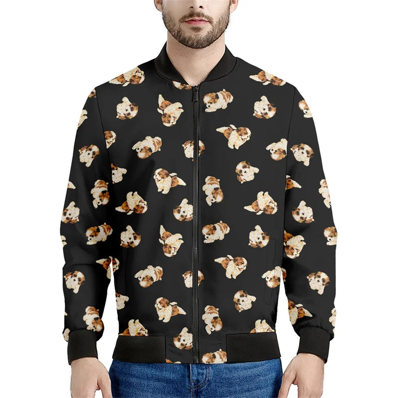 thumbnail image 1 of Adorable chaqueta con cremallera con estampado de cachorro de beagle para hombres y niños, linda sudadera con estampado 3D de animales, chaqueta de calle, abrigo tipo bombardero de manga larga, 1 of 5