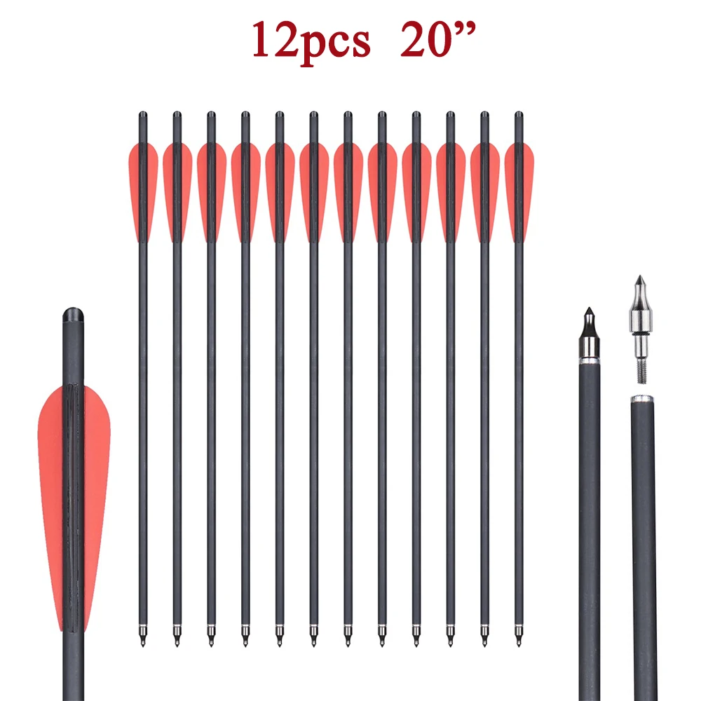 12-Pack 20 Carbon Arrows with 125-Grain Removable Tips
