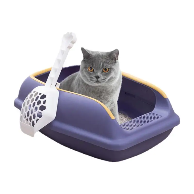 

Cat Litter Box Heightening Anti-splashing Cats Litter Pan Prevent Sand Leakage Cat Litter Pan Cat Toilet Easy To Scoop And No