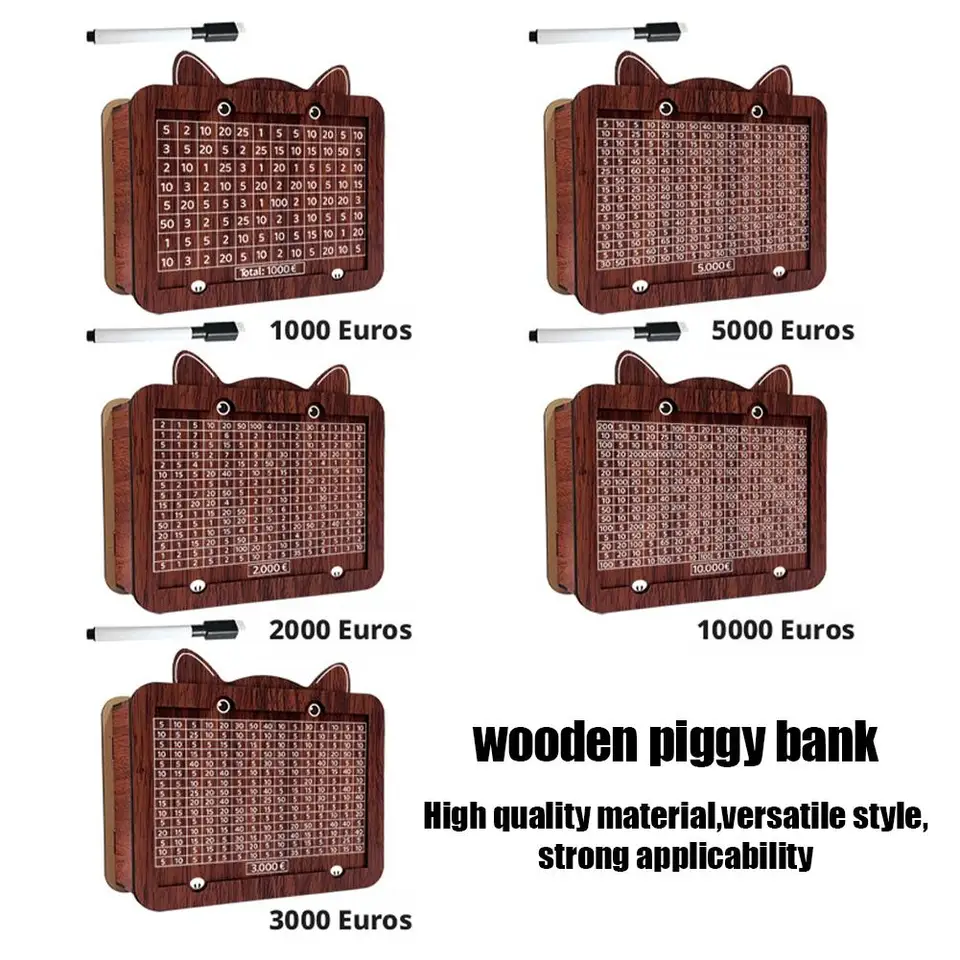 Houten spaarpot voor 1000/2000/3000/5000/10000 euro, geldkluis, spaarbox, uitdaging, geldopbergkoffer_voghion.com