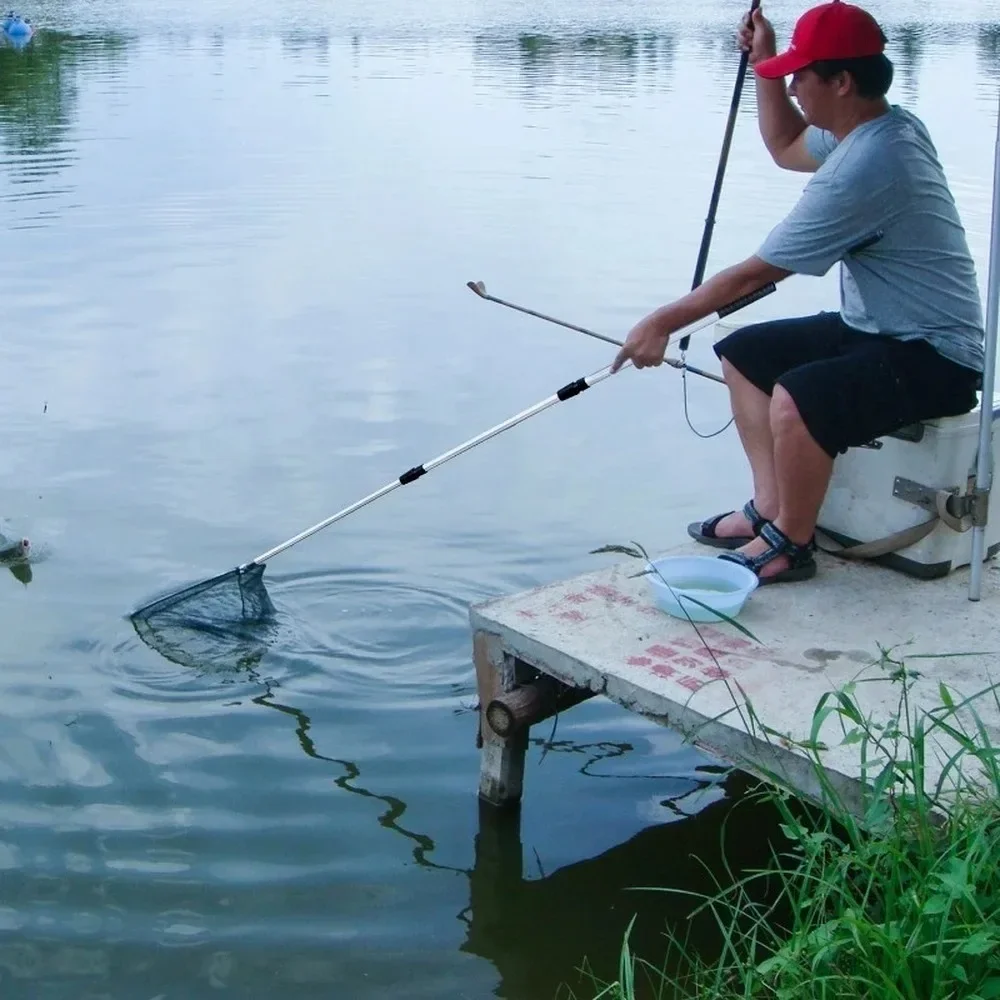 Telescopic Landing Net 150/170cm Folding Fishing Pole Extending Fly Carp Course Sea Mesh Foldable Fishing Net for Fly fishing landing net
