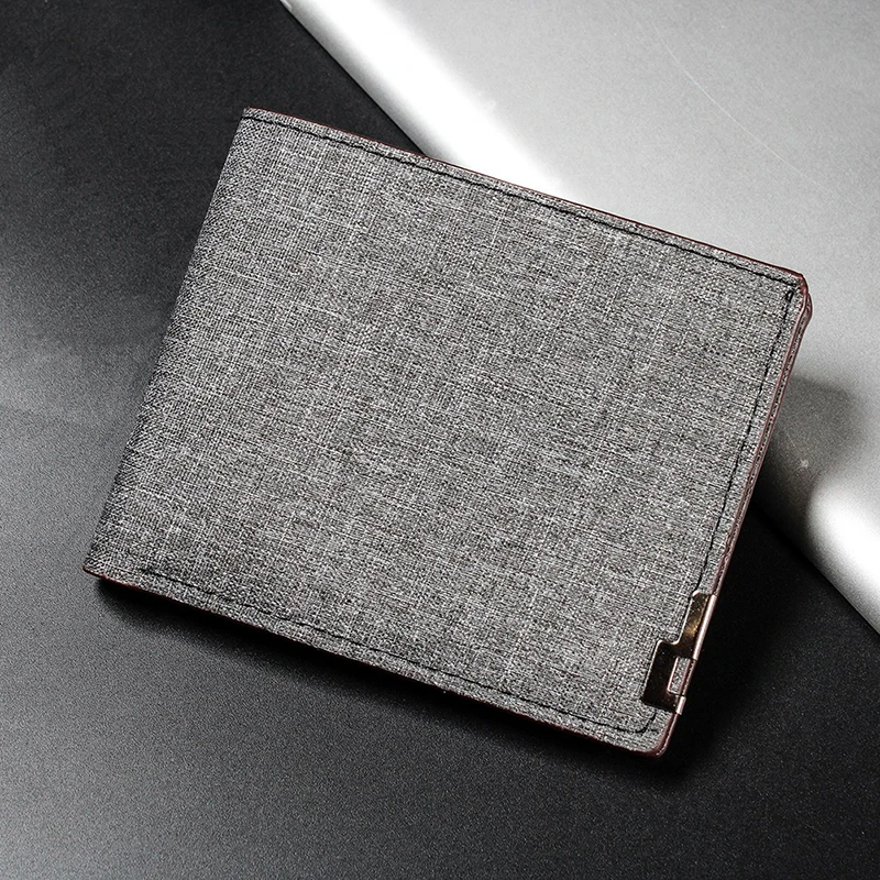 Denim Leather Slim Wallet with Coin Purse and Card Holder
