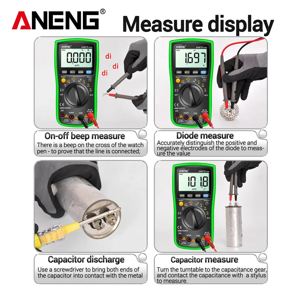 ANENG-AN870 ų  Ƽ 19999 īƮ,  Rms AC/DC   NCV Ʈ, Ȯ ڵ  ׽