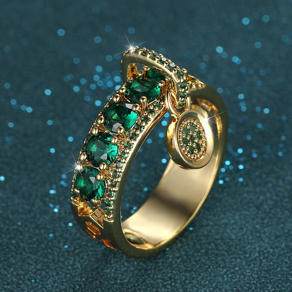 18ct Gold, Emerald & Diamond Three Stone Ring (764N) | The Antique  Jewellery Company