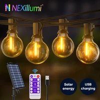 Solar String Lights Outdoor G40 Patio Lights,USB Recharger, 8Light Mode ,Shatterproof Bulbs , Weatherproof Hanging Light 1