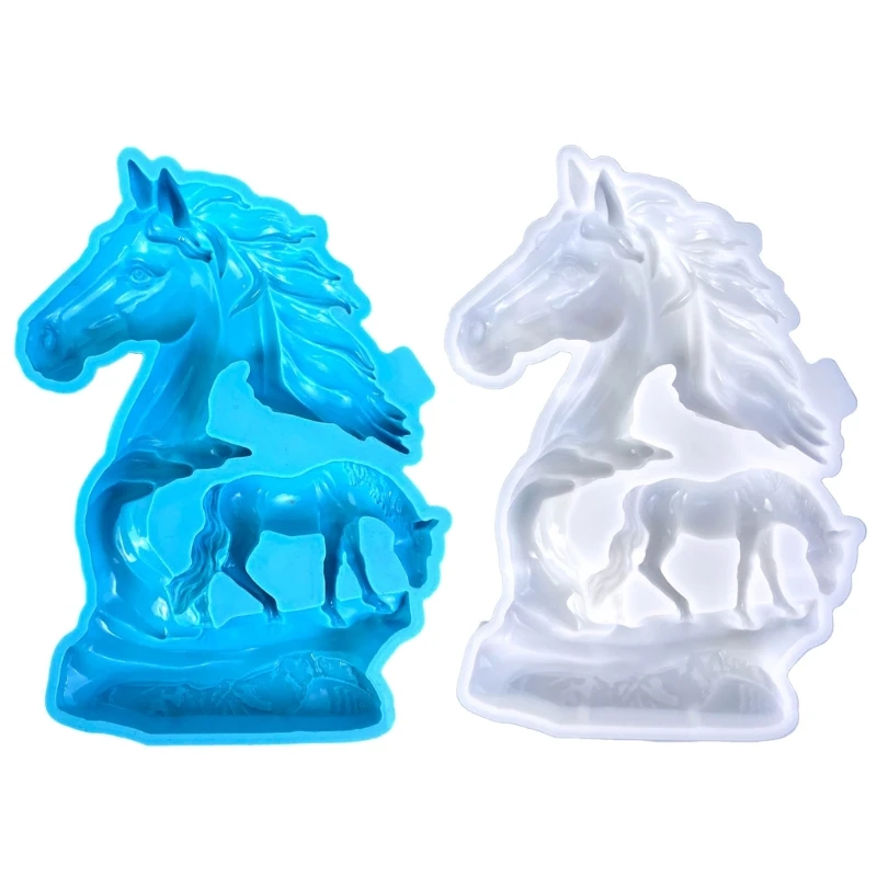 

E15E Hollow Horse Sculptures Mould Easy to Demould Silicone Mold Horse Statues Ornament Making Mould for DIY Enthusiasts