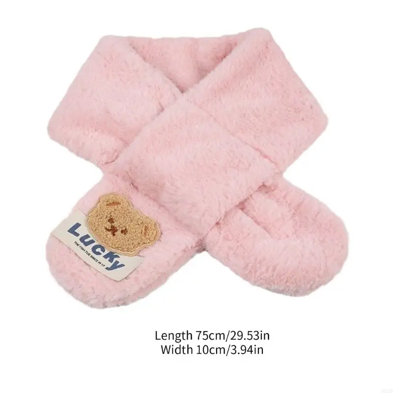 QX2D Cartoon Bear Baby Scarf Autumn Winter Kids Neck Scarf Warm Boys Girls Neckerchief Fashionable Windproof Neck Warmer