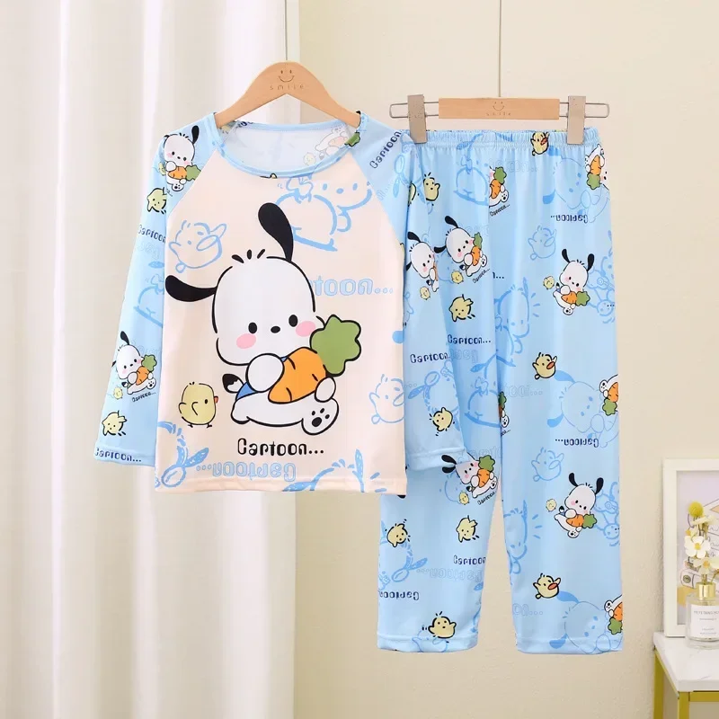 Miniso Winter Autumn Children's Pajamas Set 2024 Cute Anime Cartoon Kids Pijama Boy Girl Sleepwear Long-Sleeved Pants Loungewear 2