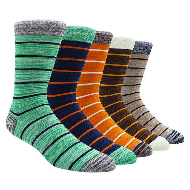 Size 41-48 Casual Fashion Cotton Funny  Long Women&Men Socks Contrast Color Rainbow Larger Size Stripe Socks for Men 5 Pairs- NY008