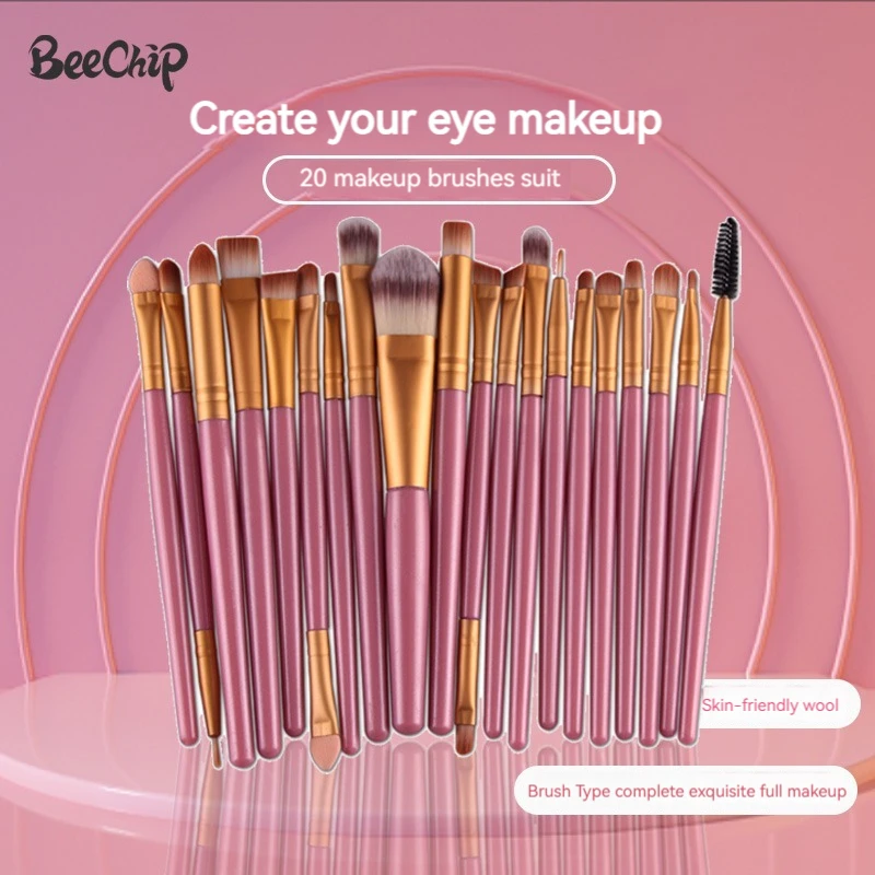 Makeup Brush Set 20 PCS Eye Shadow Brush Set Foundation Beauty Tools Super Soft Man-made Fibers
