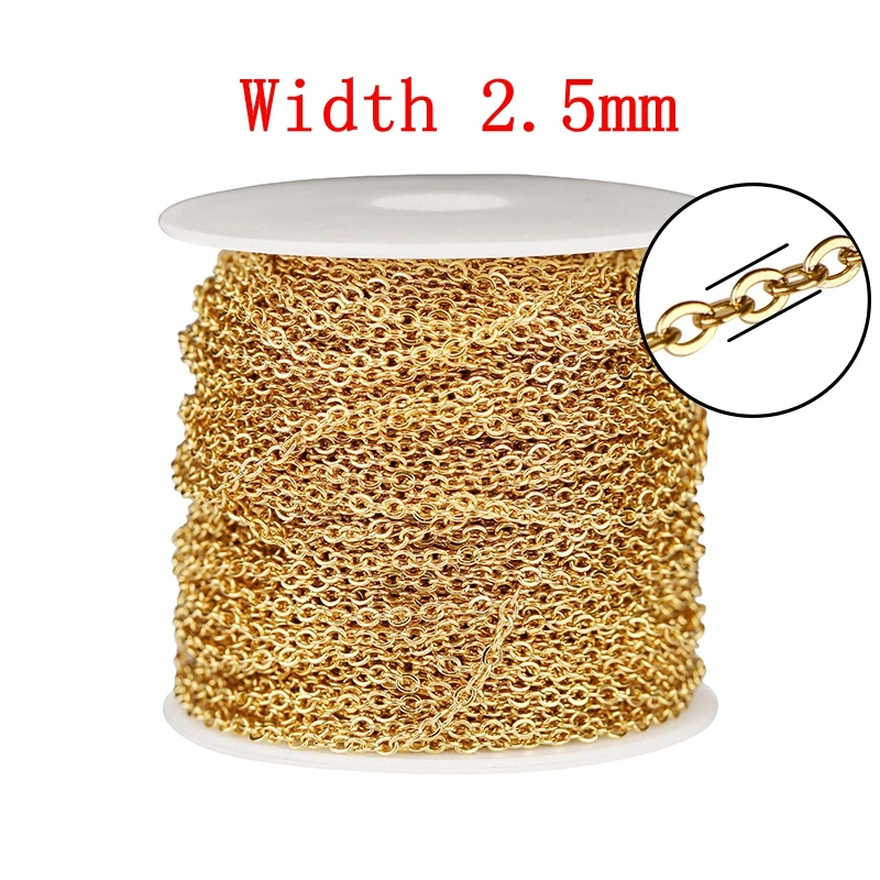Stainless Steel Rose Gold Link Chain Necklace - 2 Meters, 1-3mm, Bulk for DIY Jewelry Making Supplies Wholesale