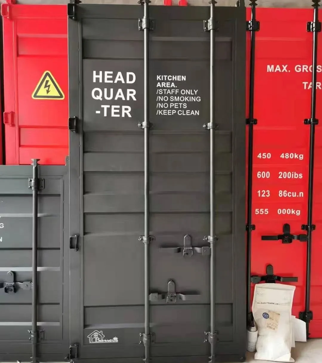 Industrial Loft Style Shipping Container Metal Door for Office and Restaurant use Sliding Door with 2 Tracks 210*90cm 7ft*3ft