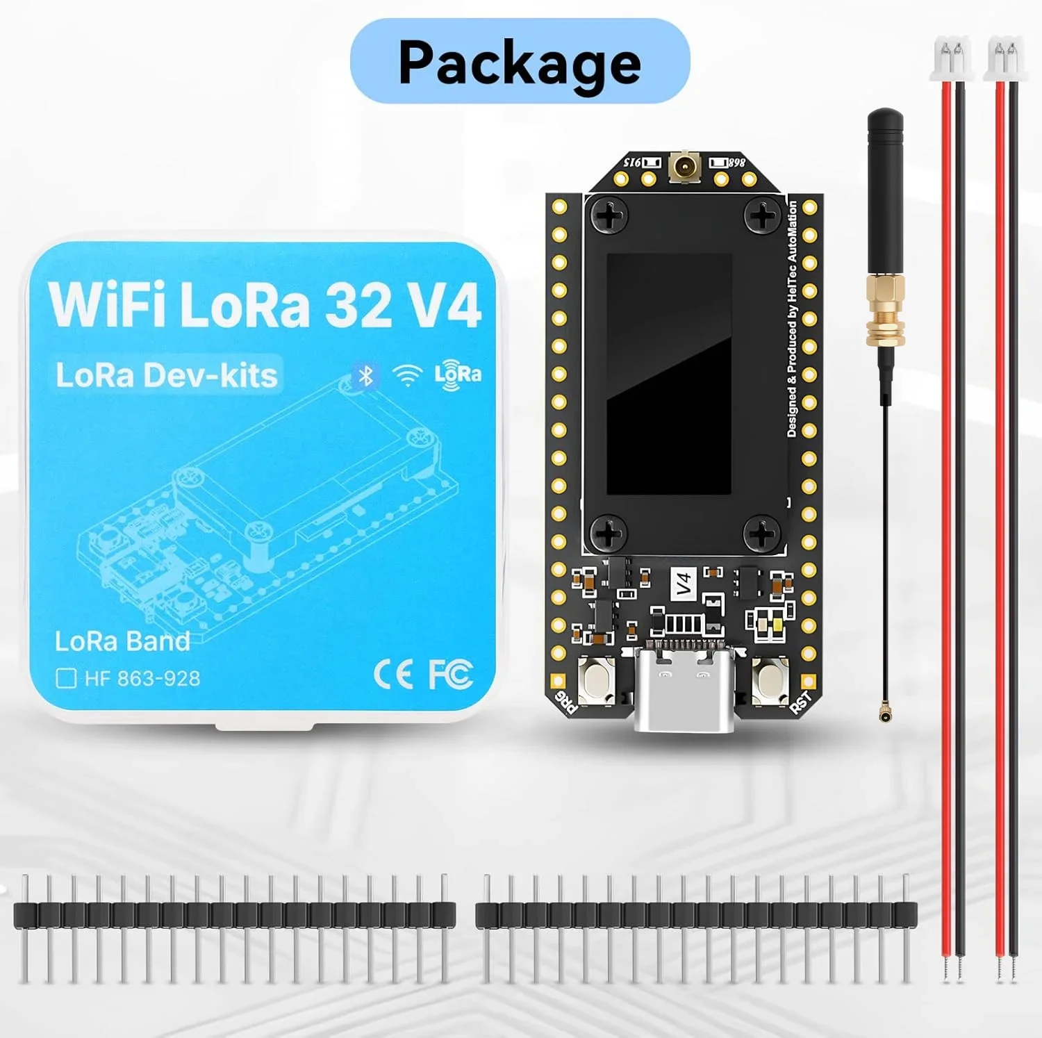Heltec V4 ESP32 개발 보드 업그레이드된 ESP32-S3 SX1262 LoRa 모듈 WiFi 블루투스 2MB 메쉬태스틱용 915MHz 안테나 포함