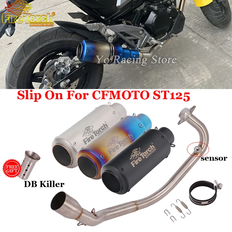 

For CFMOTO ST125 ST 125 Motorcycle Exhaust Escape Header Link Tube Modified Slip On Connecting 51mm Muffler Moto Pipe DB Killer