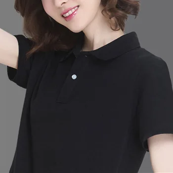 Summer solid color college style sports polo shirt, new female student class uniform, shirt collar, short sleeved T-shirt for wo