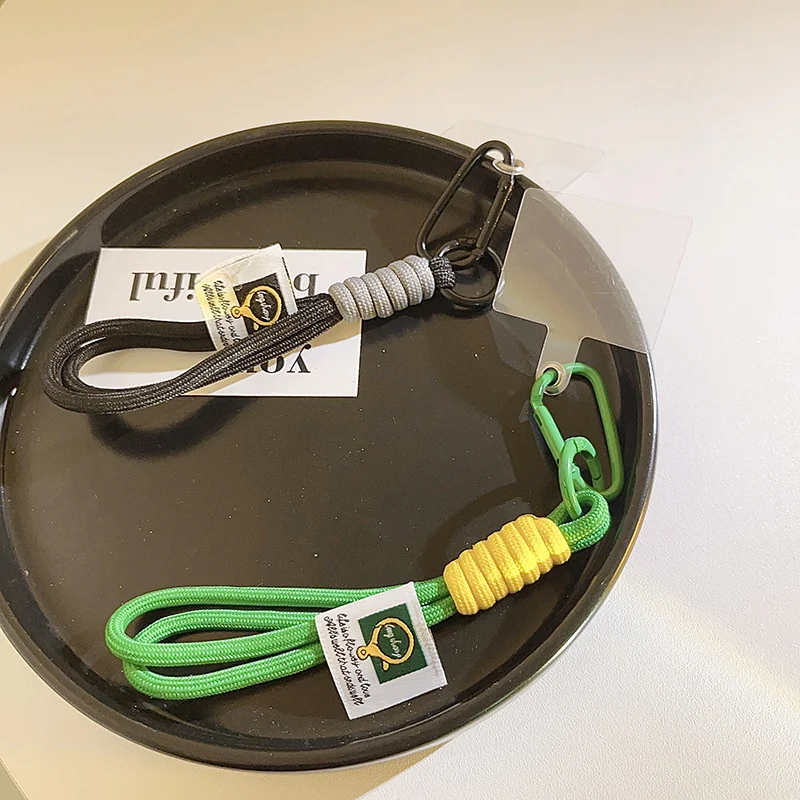 Hand Woven Umbrella Double Rope Nylon Rope Keychain Hiking Buckle for DIY Making Bag Pendant Keychain Charm