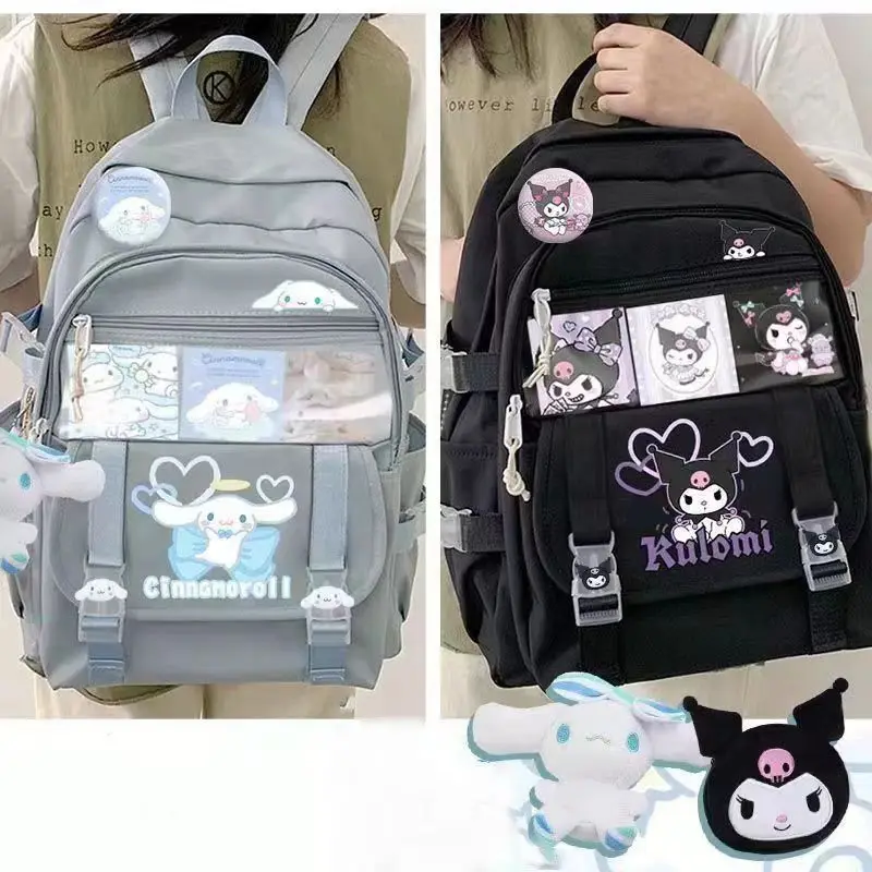 Sanrio Hello Kitty Melody Kulomi Backpack High Capacity Cartoon Waterproof Women's Laptop Bag Anime Peripherals Girls School Bag