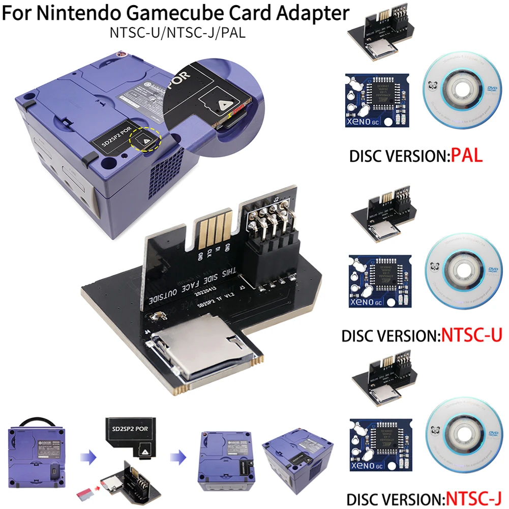 Adaptateur De Carte Mémoire Pour Gamecube Ngc Sd2sp2 Pro, Charge Sd, Sdl,  Micro Sd, Tf, Prend En Charge 512 Go, Sd2sp2 - Accessoires - AliExpress