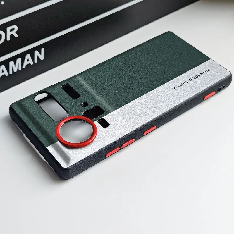 Luxury Two-Tone Leather Case with Shockproof Metal Buttons